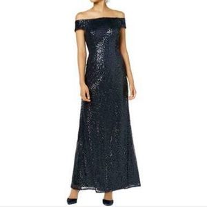 NWT Adrianna Papell Sequin Midnight Blue Gown